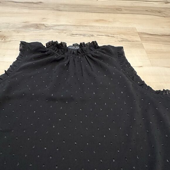 Rachel Zoe Women Medium Blouse‎ Mock Neck Sleeveless Black - Picture 3 of 9